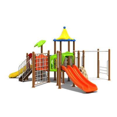 Commercial Plastic 3 Slides Playground AISI 304  PVC Swing Sets Outdoor